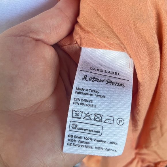 & Other Stories Pink Floral Ruffle Midi Dress Size 8 - Picture 10 of 13